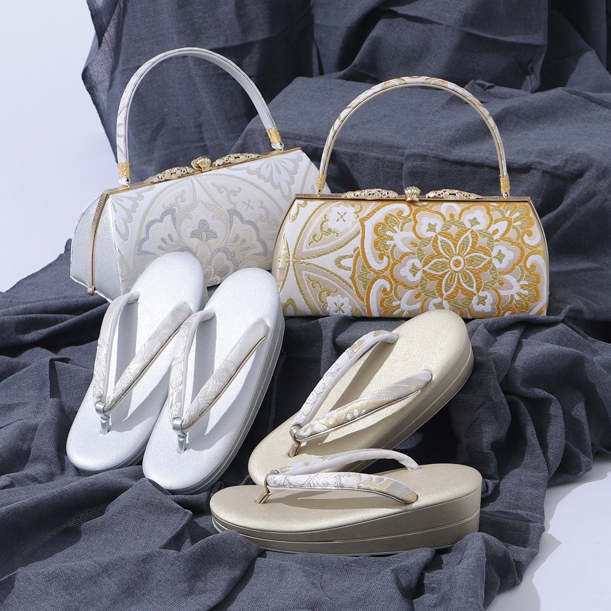 草履バッグセット 帯地 日本製 結婚式 ゴールド シルバー 草履 バッグ